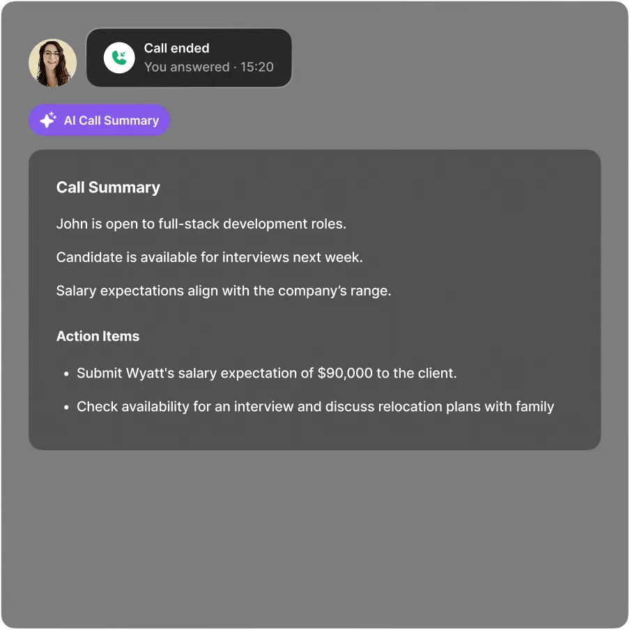 AI-Powered Call Summaries Logged into Your ATS